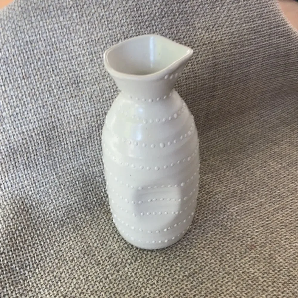 Crate and Barrel silver white ceramic sake bottle vase